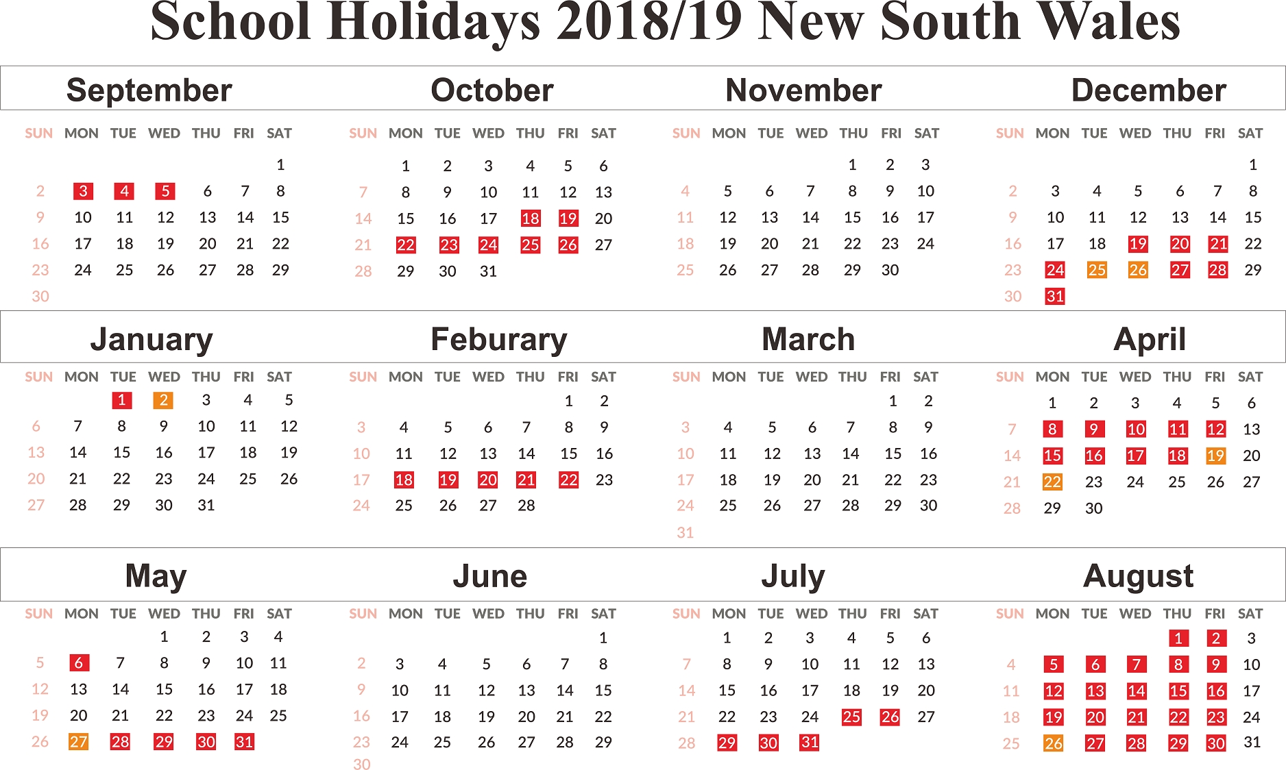 Free Editable School Holidays 2019 Nsw {New South Wales} Calendar 2020 School Calendar Nsw