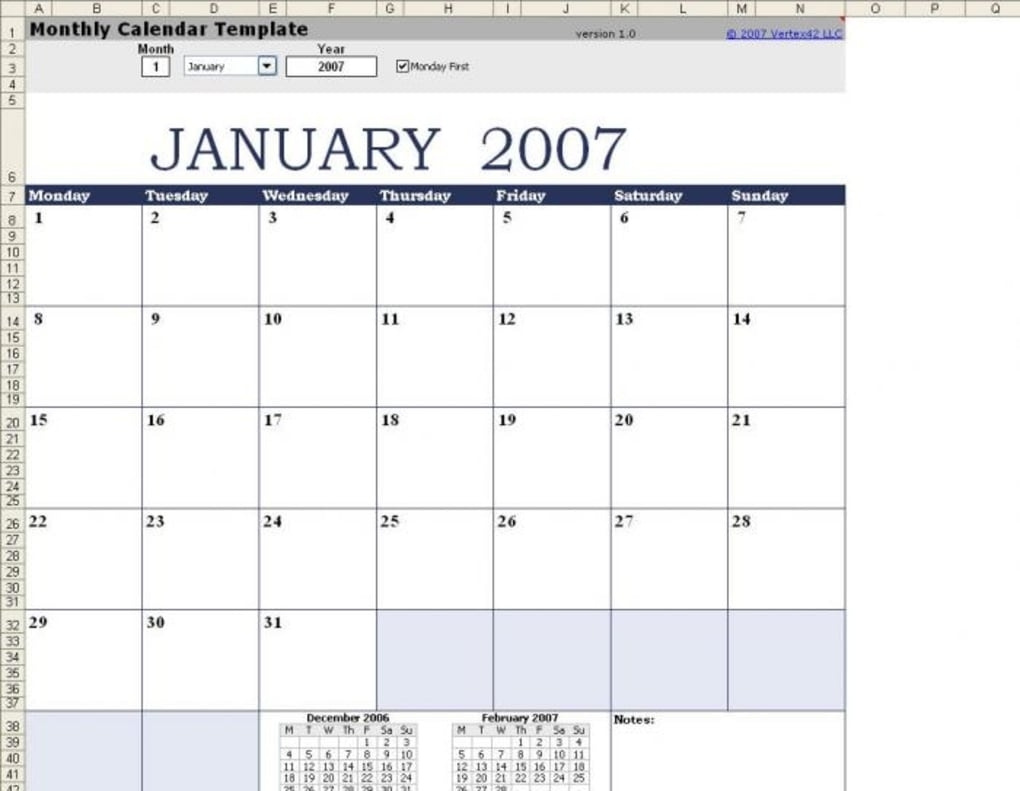 Free Monthly Calendar Template For Mac - Download Monthly Calendar Free Template