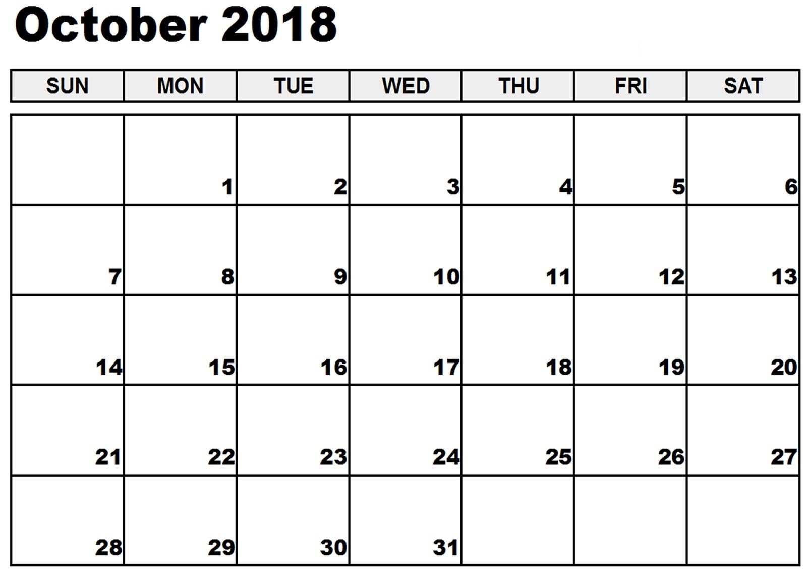 Free October 2018 A4 Printable Calendar Templates | December 2019 Free Calendar Editable Template