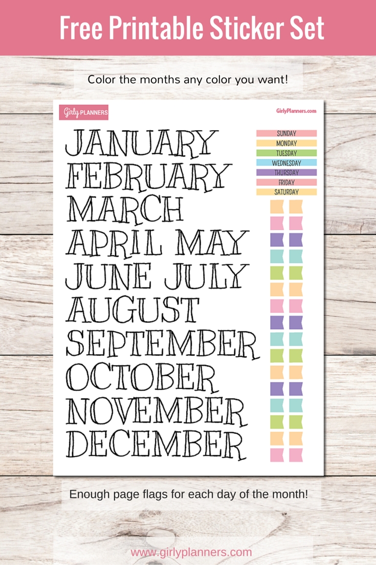 Free Printable Sticker Set For Your Planner Or Bullet Journal Calendar Month Labels Printable