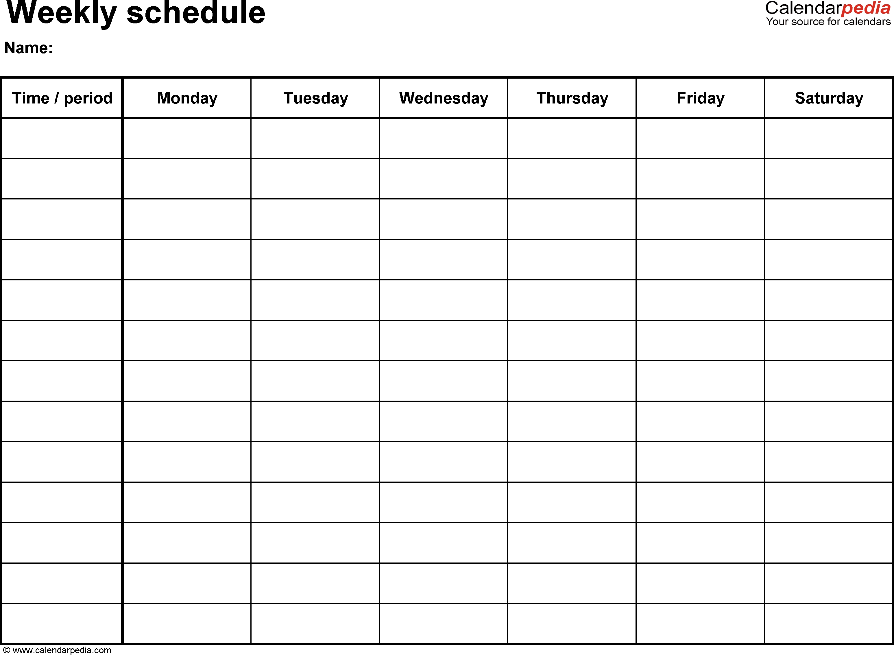 Free Weekly Schedule Templates For Word - 18 Templates 7 Day Monthly Calendar