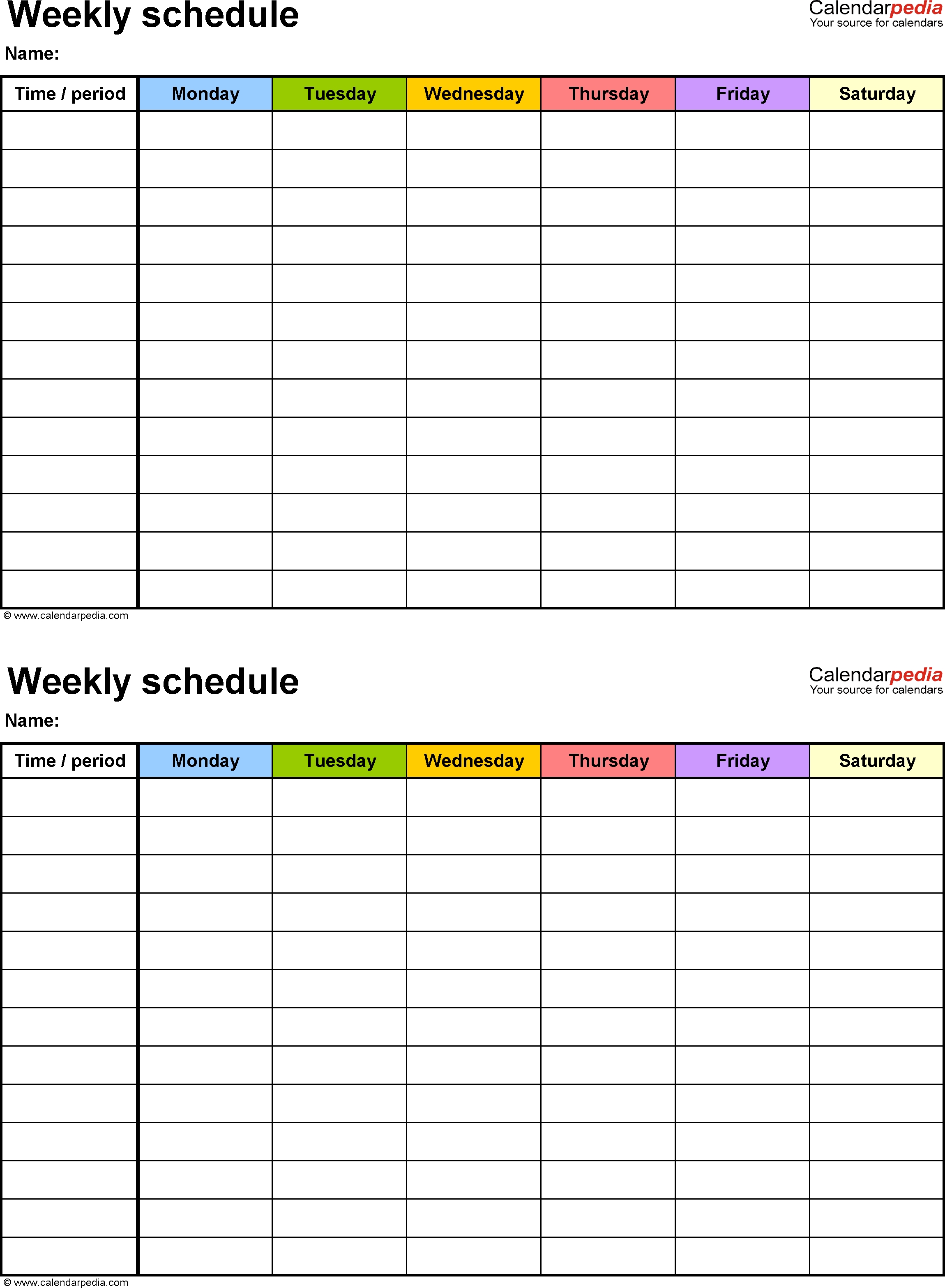 Free Weekly Schedule Templates For Word - 18 Templates Blank 6 Week Calendar Printable