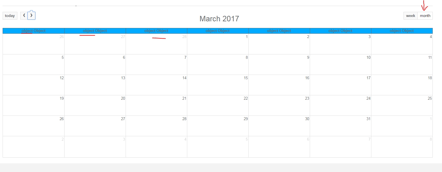 Full Calendar Month / Week View Column Header Is Object Object A Calendar Month From Today