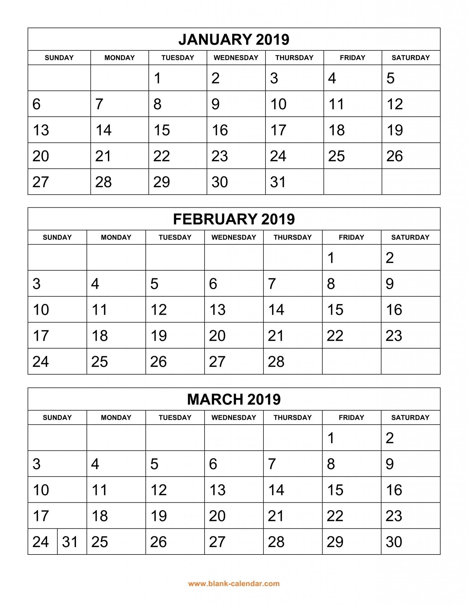 Get Free 2019 3 Month Calendar Templates Printable Download | Top 10 Free Printable Calendar 3 Months