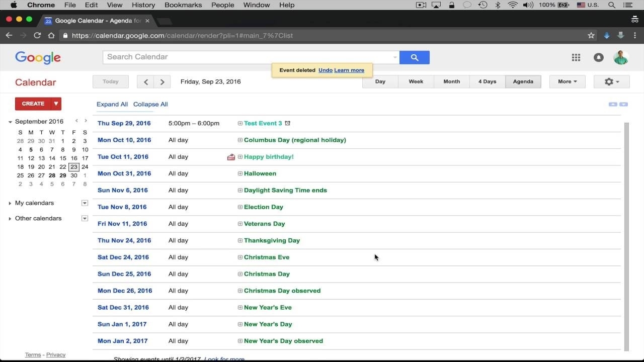 Google Calendar - Delete Multiple Events At Once - Youtube Samsung Calendar Remove Holidays