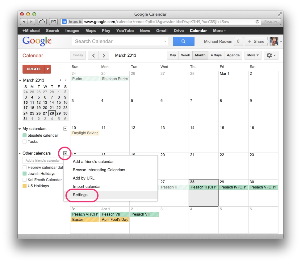 Google Calendar – Remove Hebcal Jewish Calendar – Hebcal Google Calendar Religious Holidays