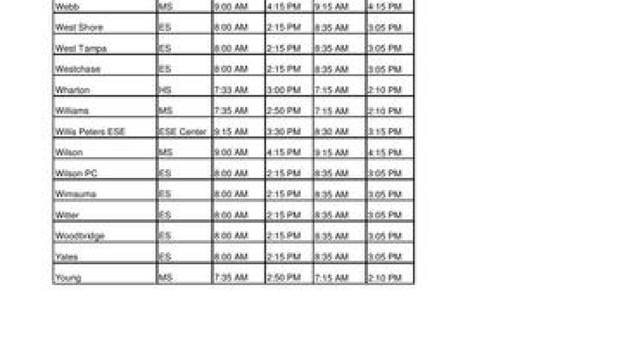 Hillsborough Co. School District Releases Proposed Bell Schedule For School Calendar Hillsborough 2019