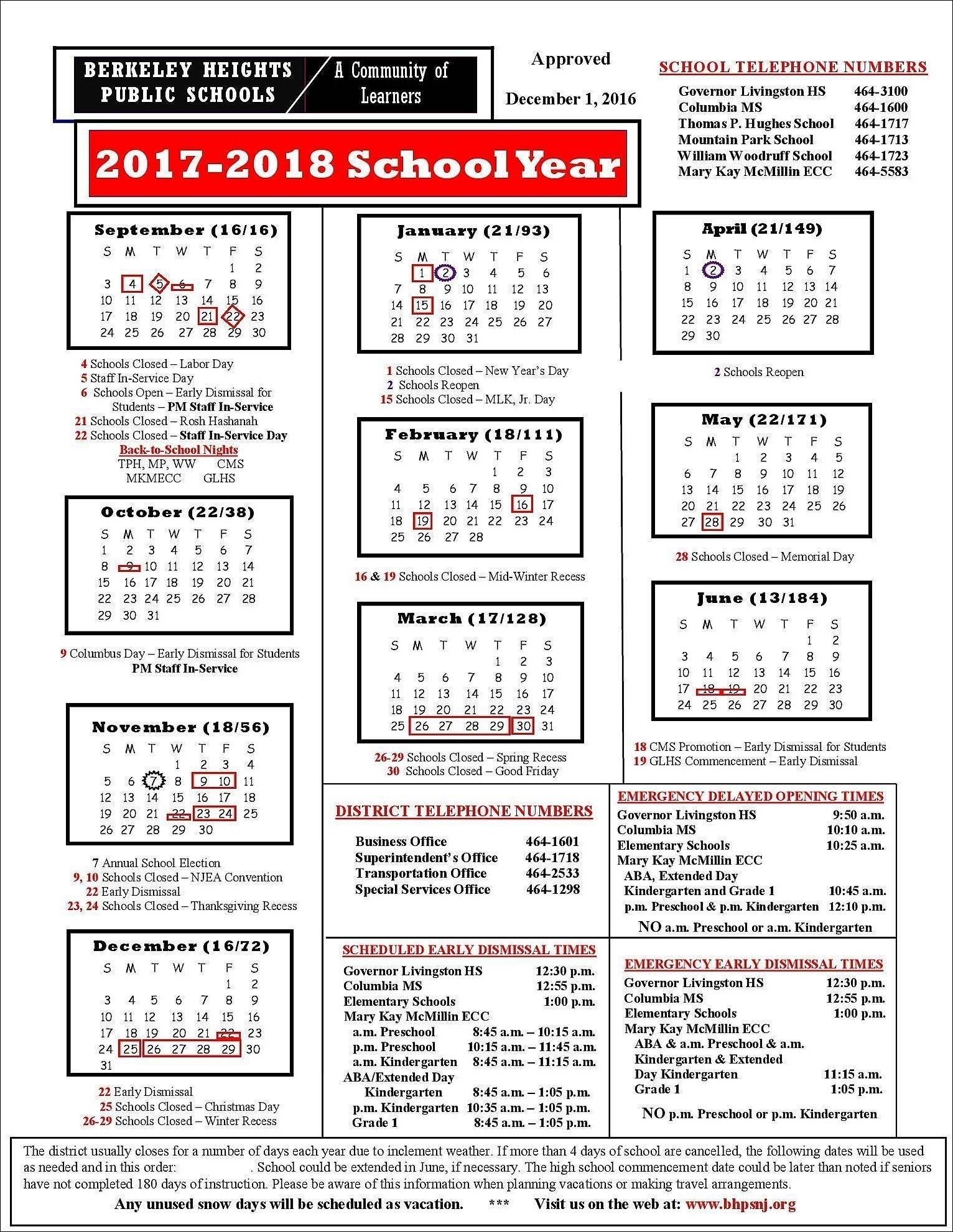 Perky Calendar School 2019 Hillsborough County • Printable Blank