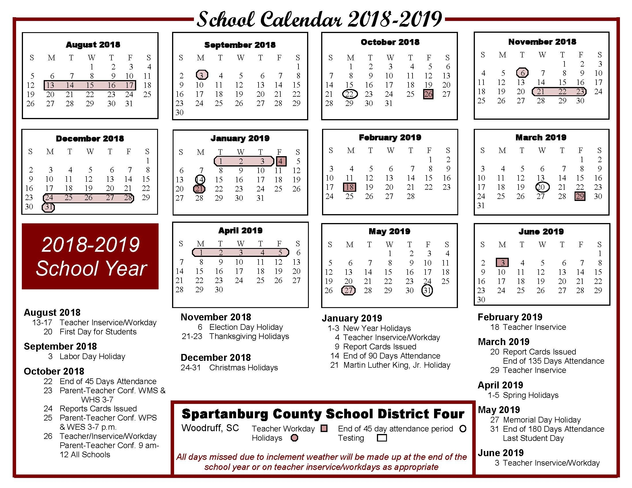 Home - Woodruff Primary School School Calendar Greenville Sc