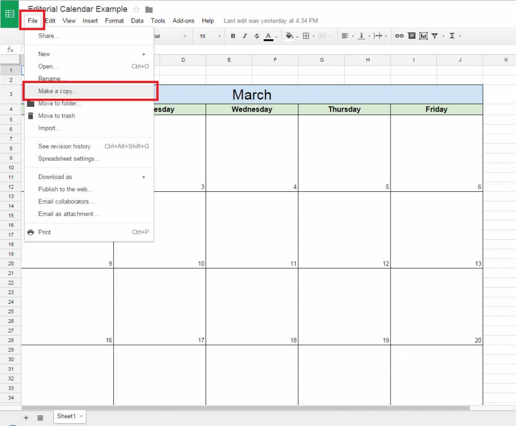 How To Create A Free Editorial Calendar Using Google Docs - Tutorial Insert Calendar Icon In Excel