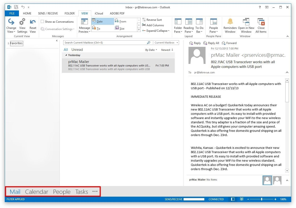 How To Customize The Outlook 2013 Navigation Bar - Tekrevue Outlook Calendar Icon With Hand