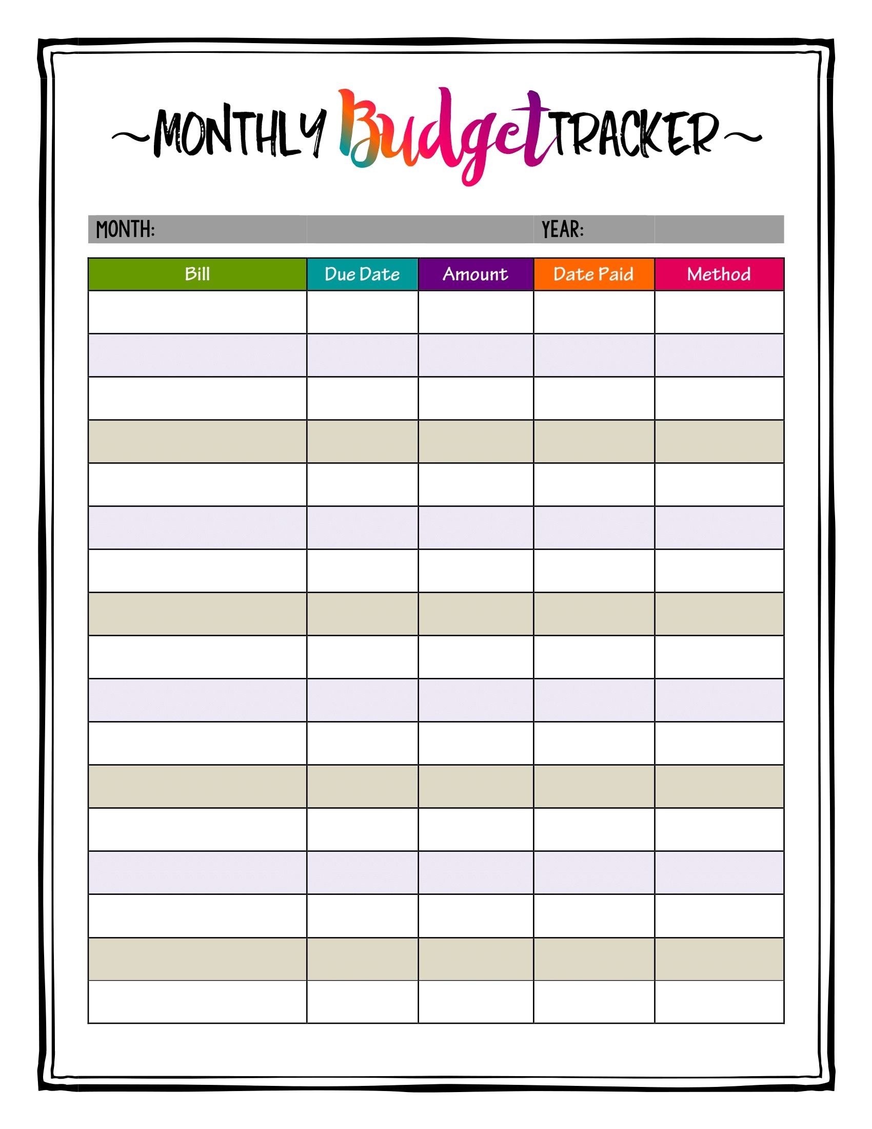 How To Organize Bills! Super Bright Budget Tracker Makes Keeping A Dashing Blank Calendar For Budget