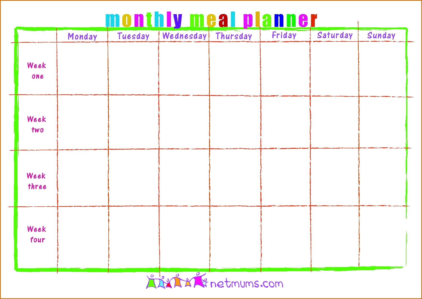 Impeccable Blank Weekly Meal Planner Template Weekly Meal Planner Monthly Calendar Meal Planning