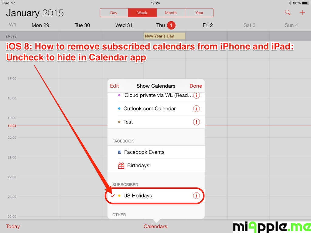 Ios: How To Remove Subscribed Calendars From Iphone And Ipad Os X Calendar Holidays Not Showing