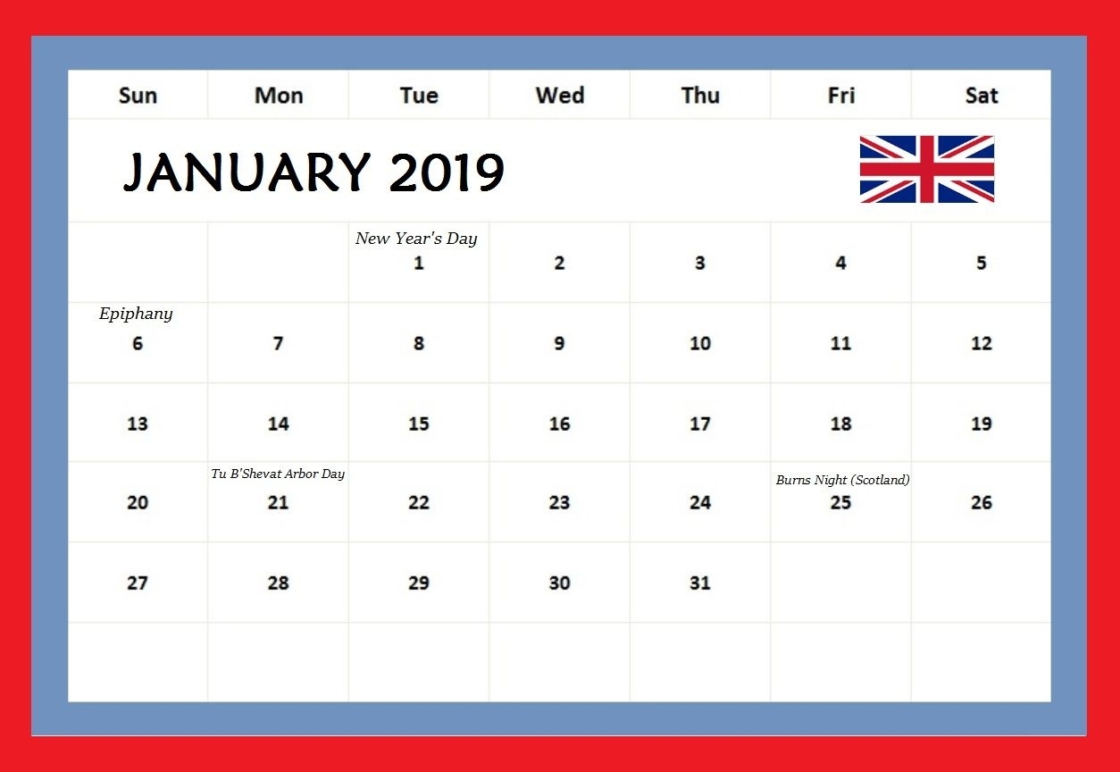 January 2019 Calendar United Kingdom #uk #holidays | Maxcalendars Exceptional 2020 Calendar Festival List