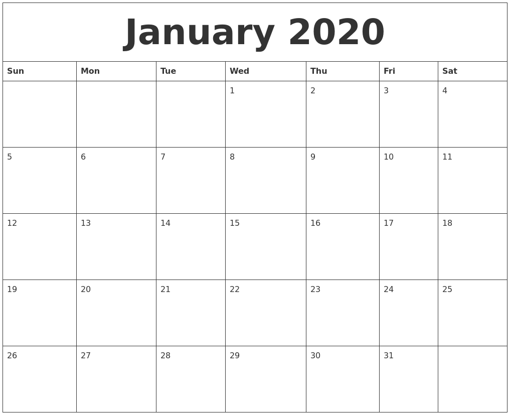 January 2020 Calendar Print Out Exceptional 2020 Calendar Template Pdf