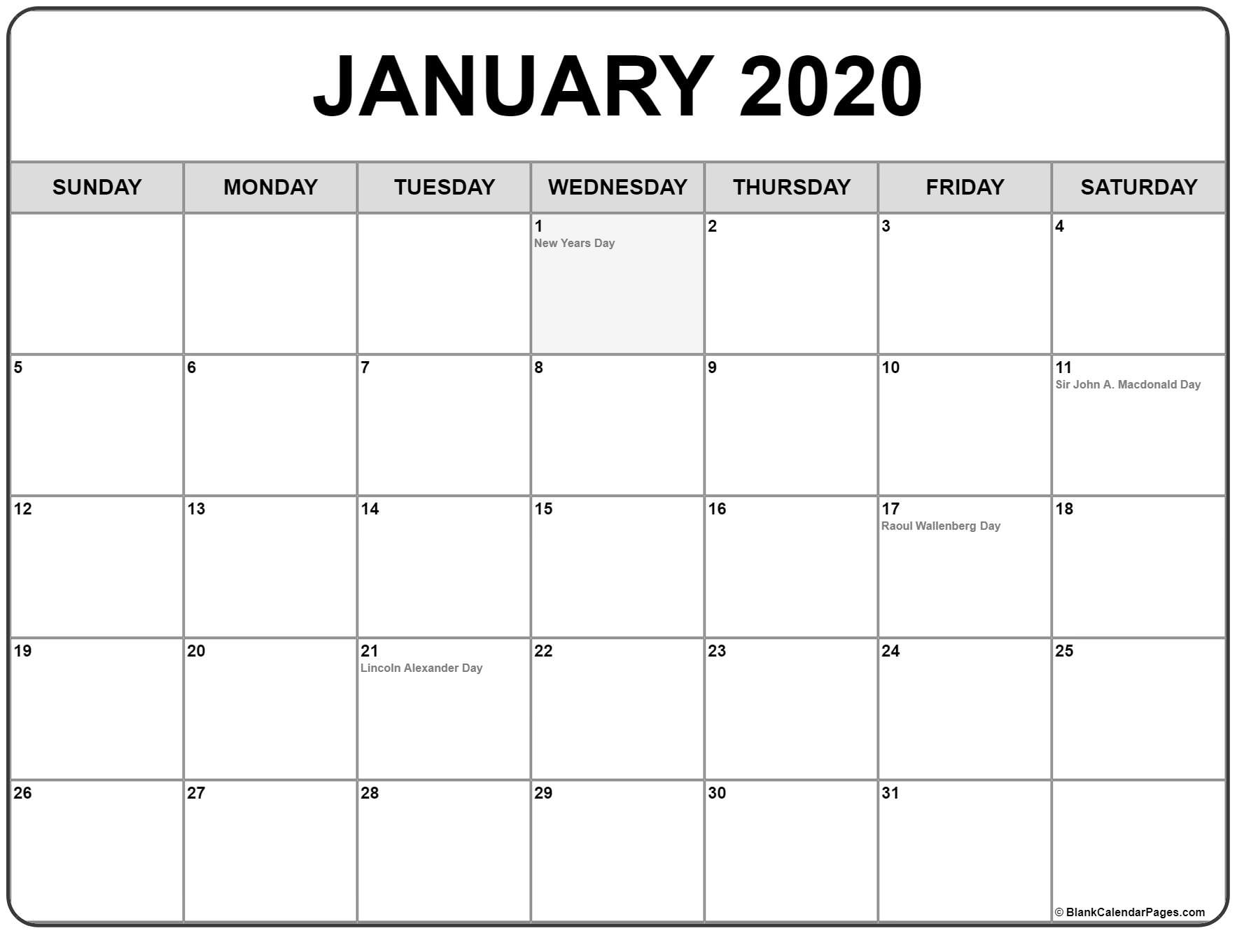 January 2020 Calendar With Holidays | Printable Calendar 2020 Calendar Public Holidays