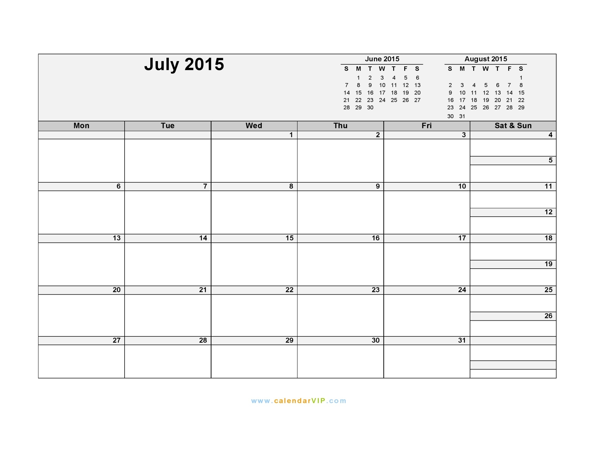 July 2015 Calendar - Blank Printable Calendar Template In Pdf Word Excel Impressive Blank Calendar 4 Weeks