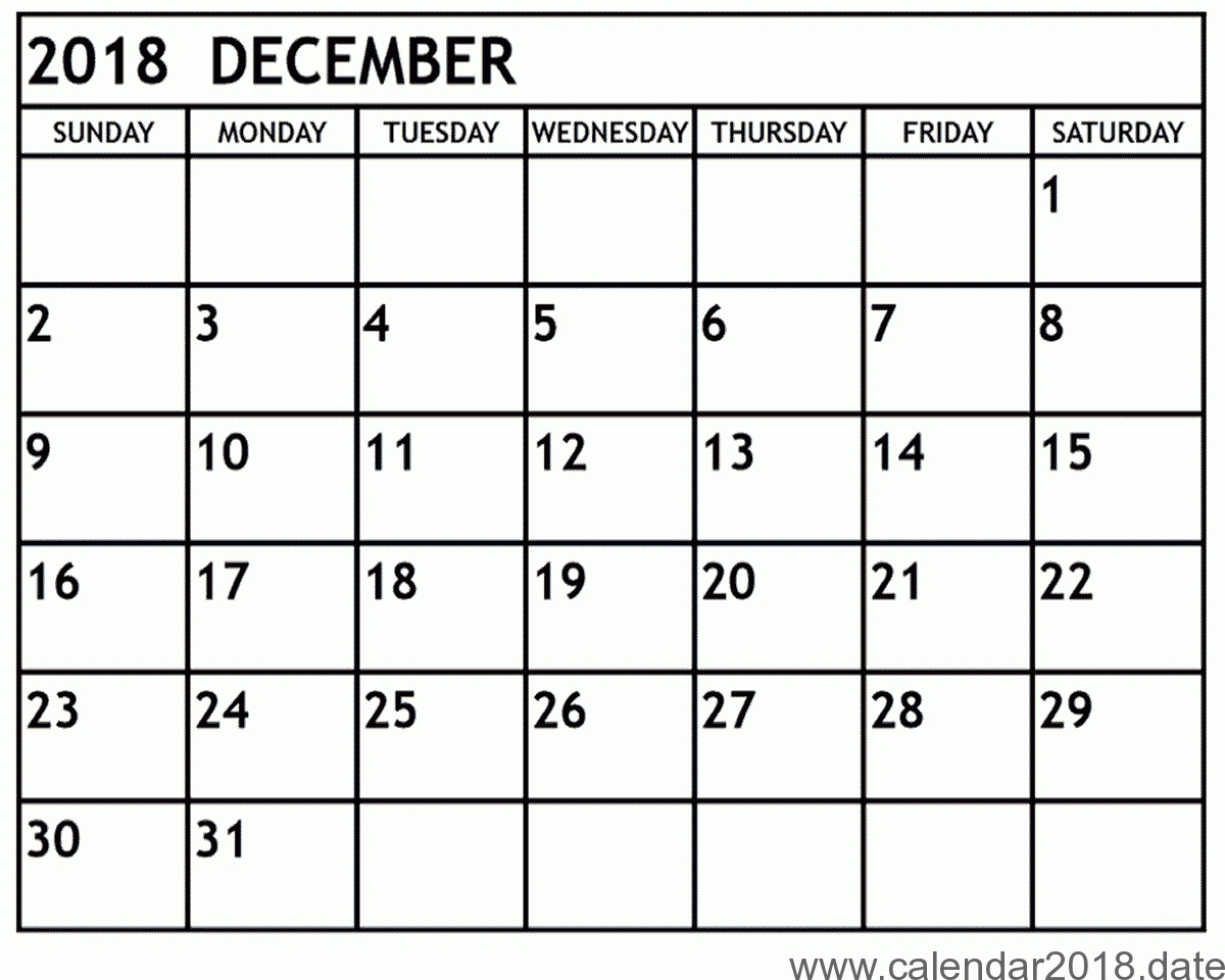 Kid Friendly Printable Calendar December 2018 – Free Printable Impressive Blank Calendar Kid Friendly