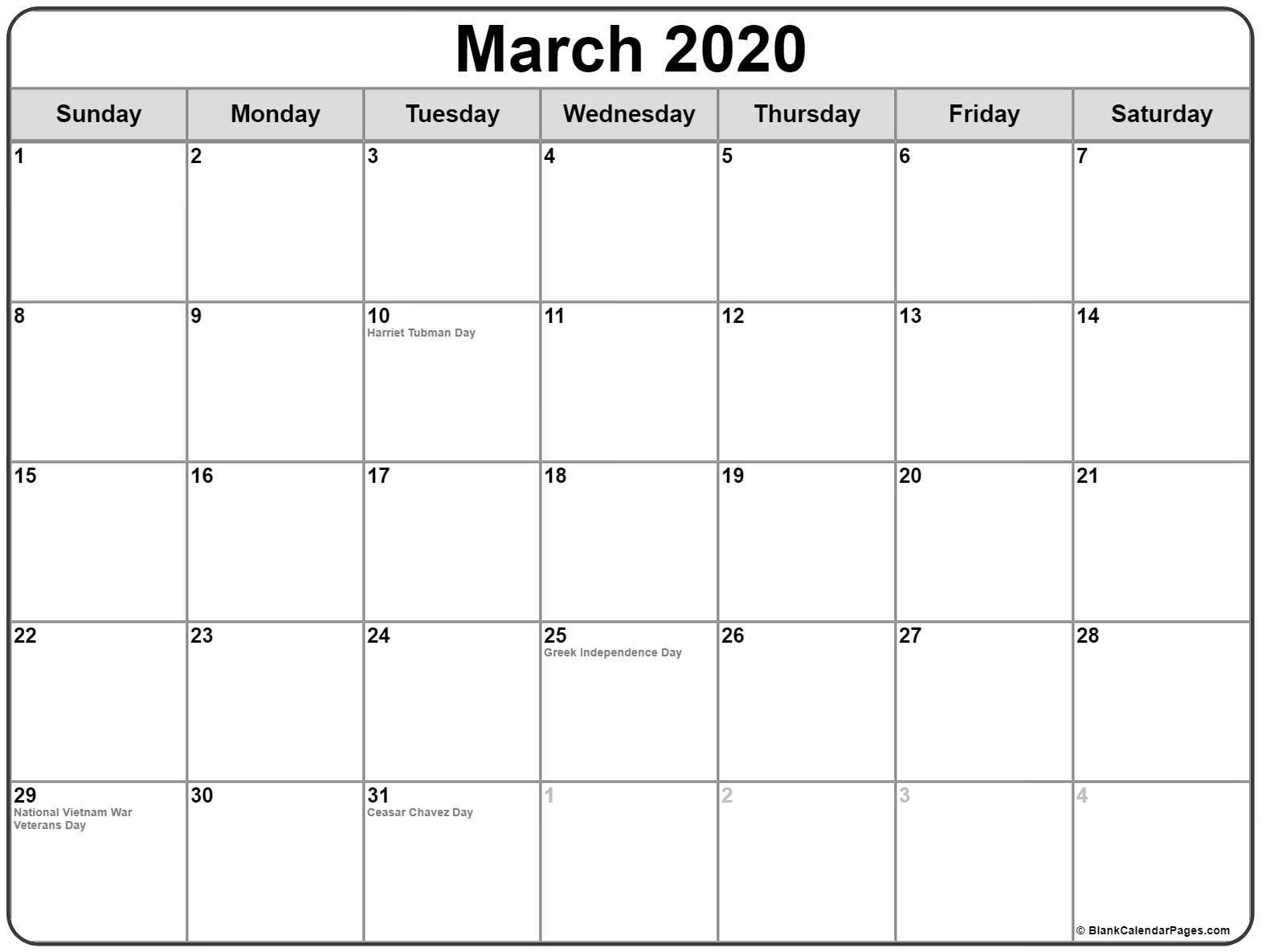 March 2020 Calendar With Holidays | Printable Calendar Incredible 2020 Holiday Calendar Us