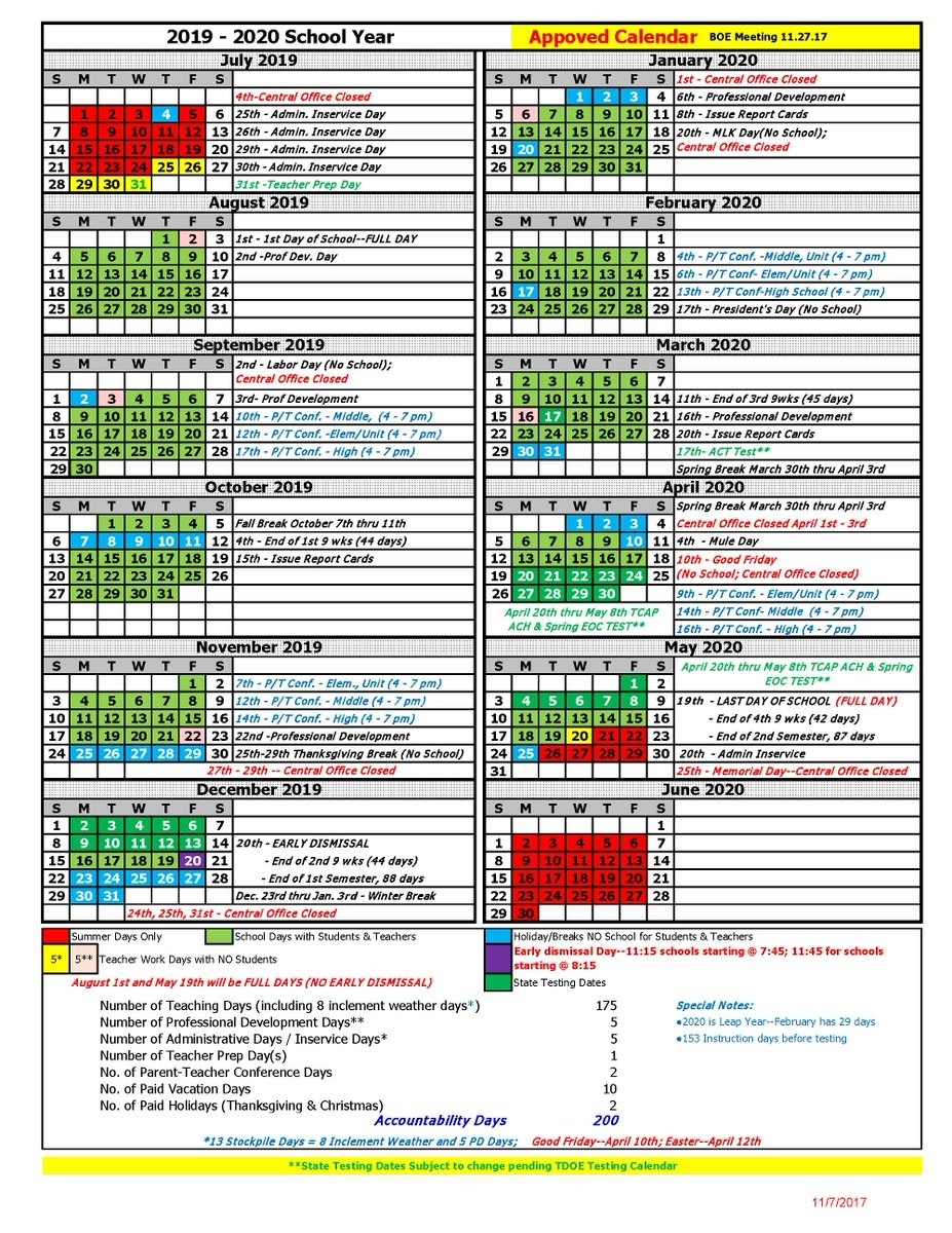 Maurycopublicschools On Twitter: &quot;2019 - 2020 District Calendar Has Unit 4 School Calendar