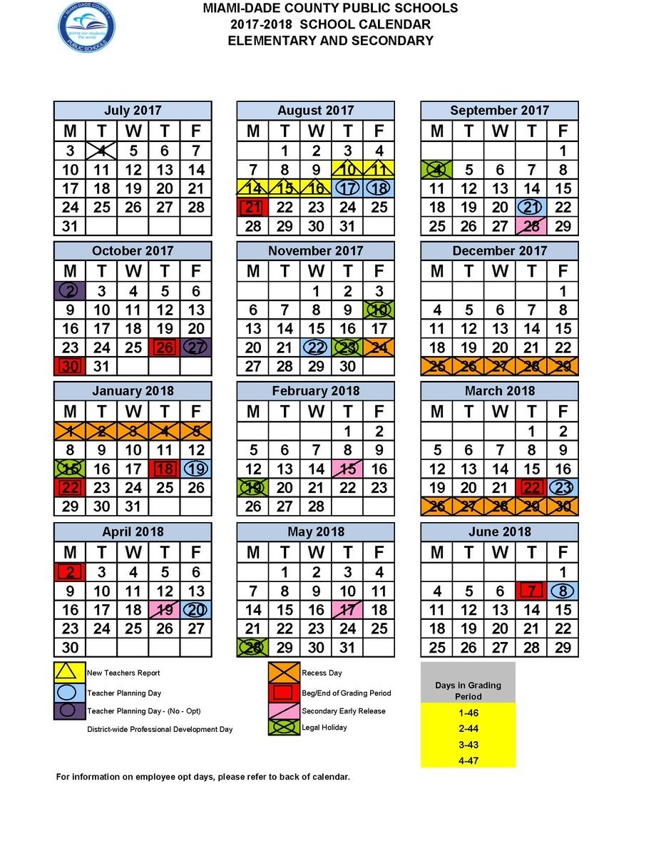 Miami Dade Schools Calendar 2018 2019 Miami Dade School Calendar Calendar School Miami Dade 2019