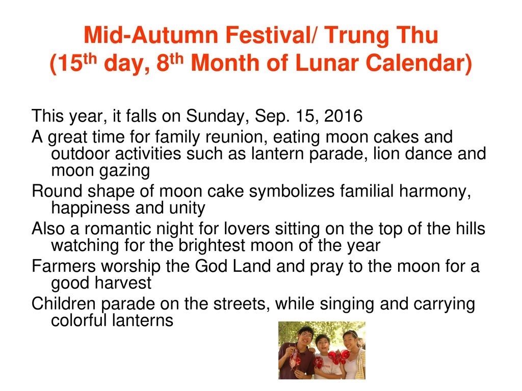 Mid Autumn Festival/ Trung Thu - Ppt Download Lunar Calendar 8Th Month 15Th Day