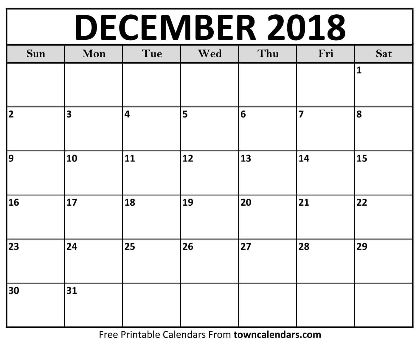 Monthly Calendar December 2018 Template Free Download Monthly Calendar Of December