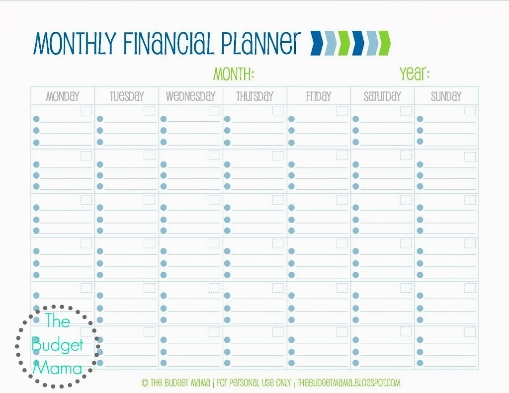 Monthly Financial Planning Planners Budgeting And Free At Monthly Monthly Reporting Calendar Template
