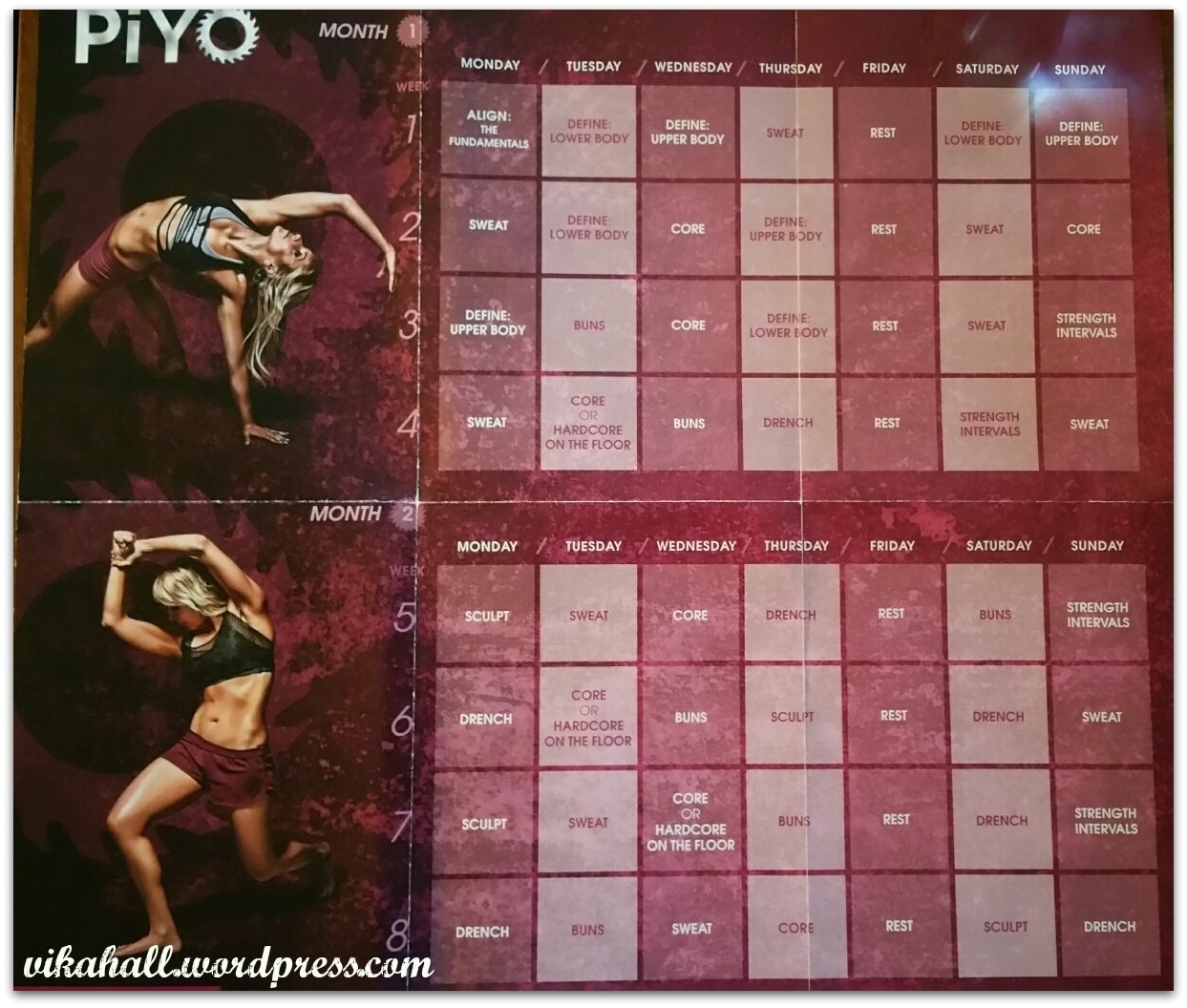 My 60 Days Of Piyo-Fication – The Joy Of Fit Piyo Calendar Month 1