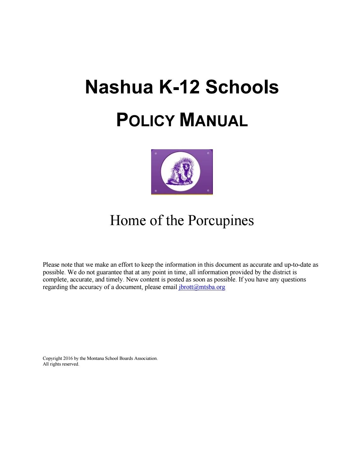 Nashua K 12 Schools Policy Manual By Montana School Boards School Calendar Nashua Nh