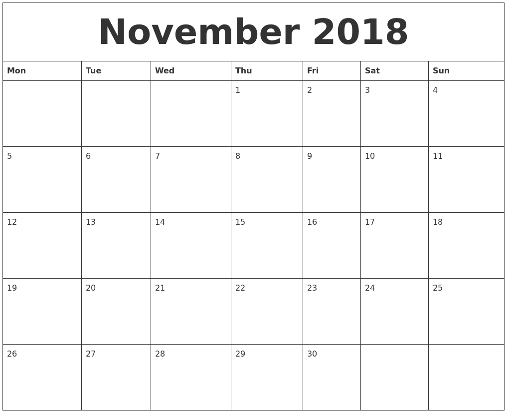 November 2018 Calendar New Zealand | November Calendar | Pinterest Monthly Calendar Of November