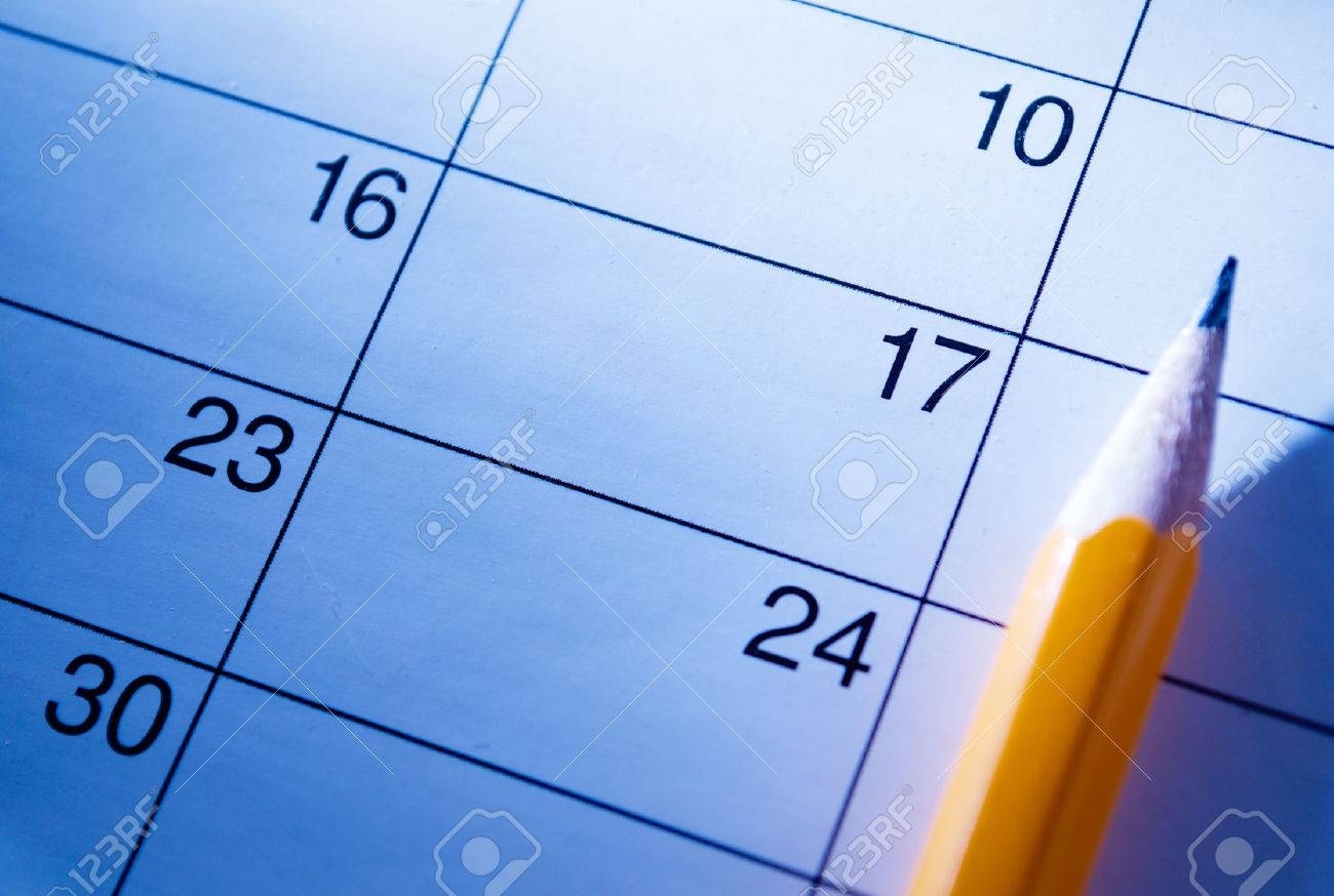 Pencil Lying On A Calendar With Blank Squares And Dates Conceptual Perky Calendar With Blank Squares
