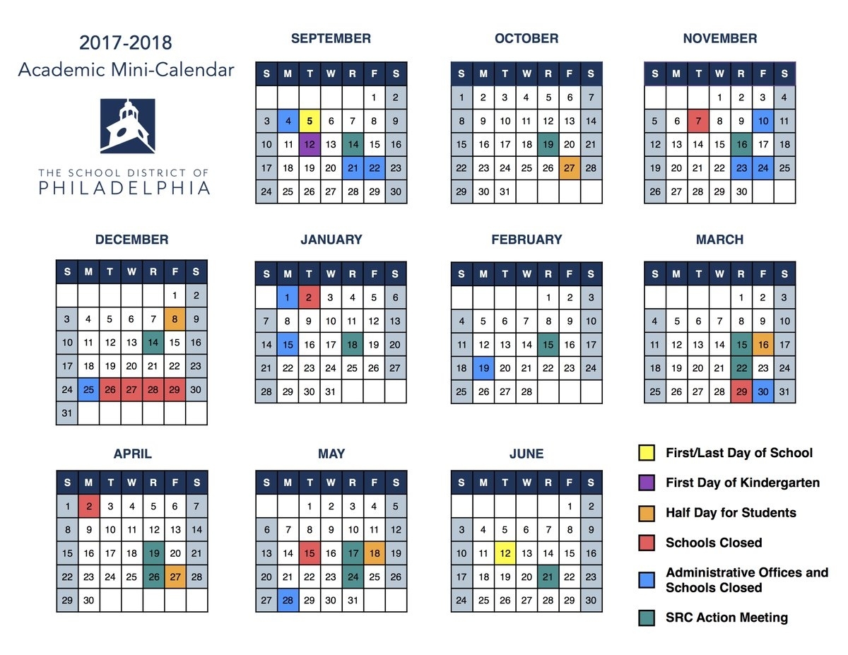 Impressive School Calendar In Philadelphia • Printable Blank Calendar