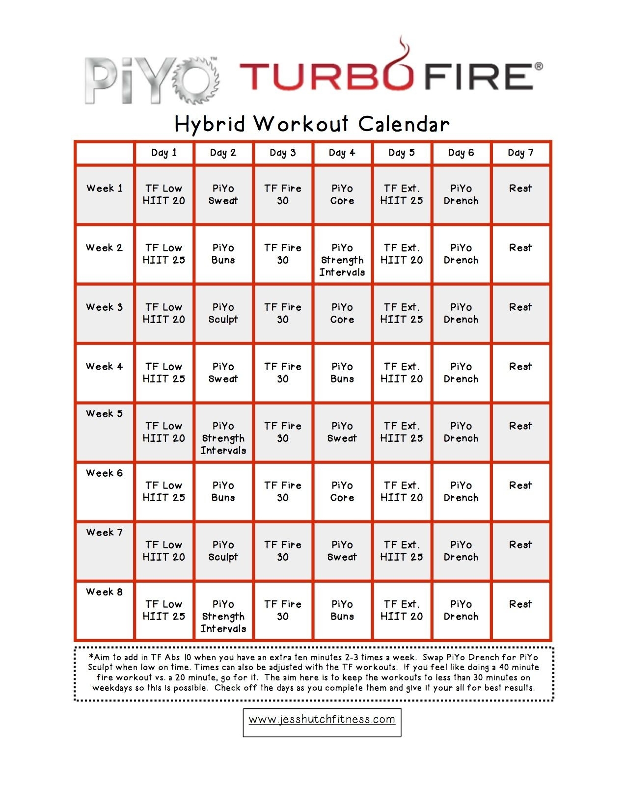 Piyo/turbofire Hybrid Calendar | Craig&#039;s Fitness | Fitness, Workout Piyo Calendar Month 1