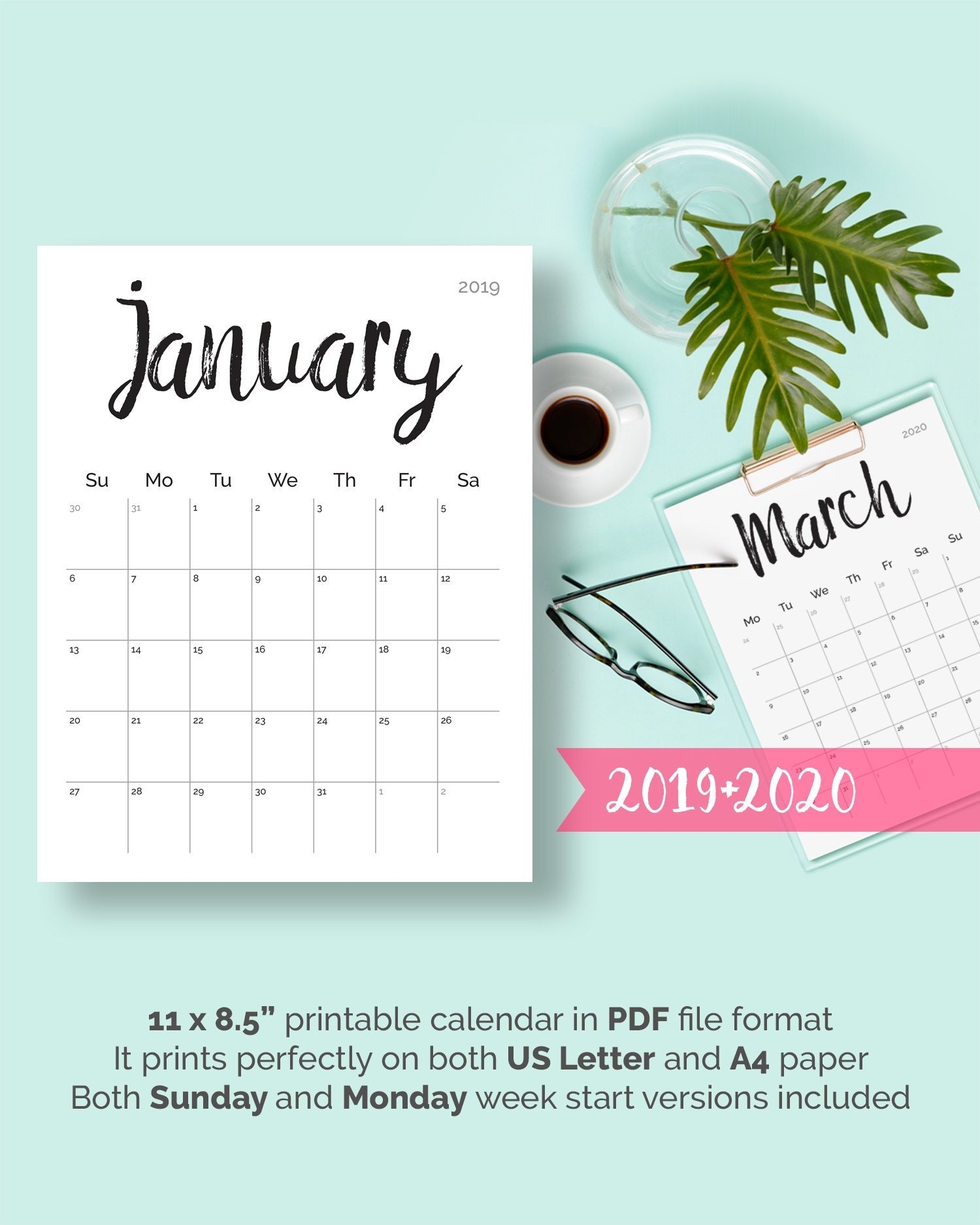 Printable Calendar 2019 2020 2018 Desk Calendar Pdf Download | Etsy Incredible 2020 Calendar Saudi Arabia