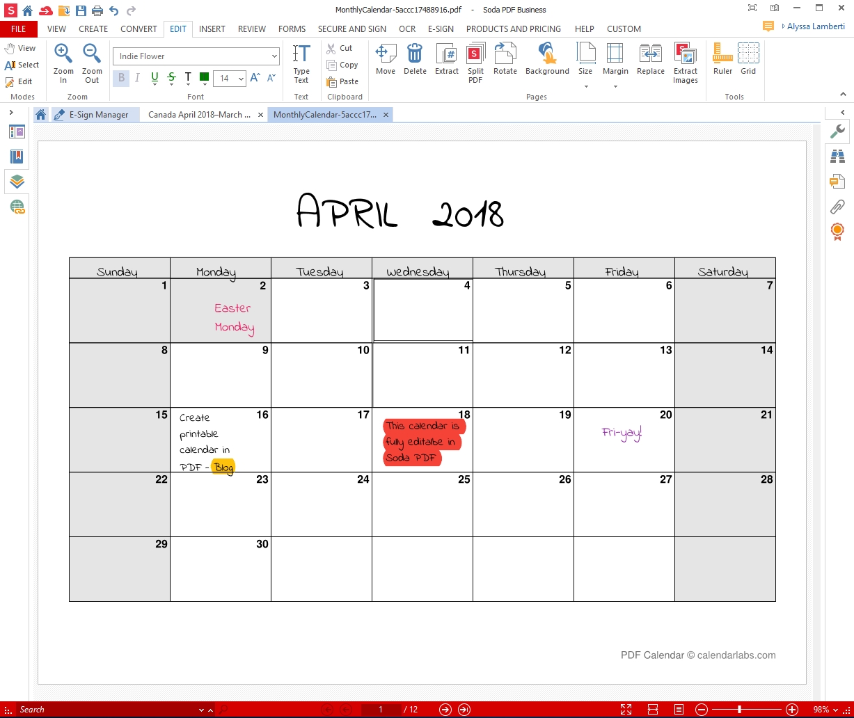Printable Calendar For Pdf Monthly Calendar I Can Edit