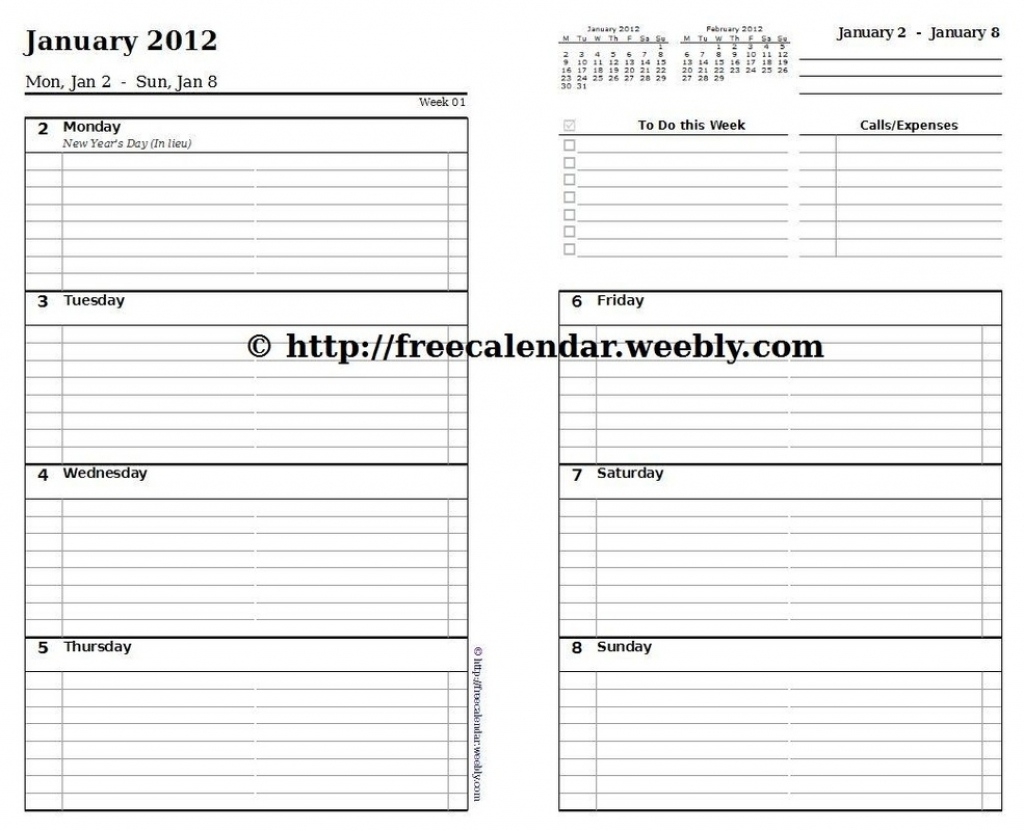 Printable Calendar Free Printable Calendars X Weekly Planner Free 5.5 X 8.5 Calendar Template