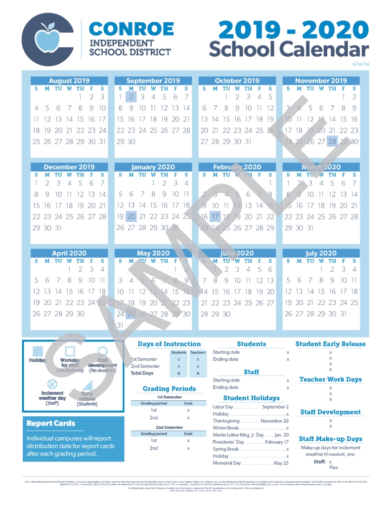 School Calendar Process - Conroe Isd 2020 Calendar Working Days
