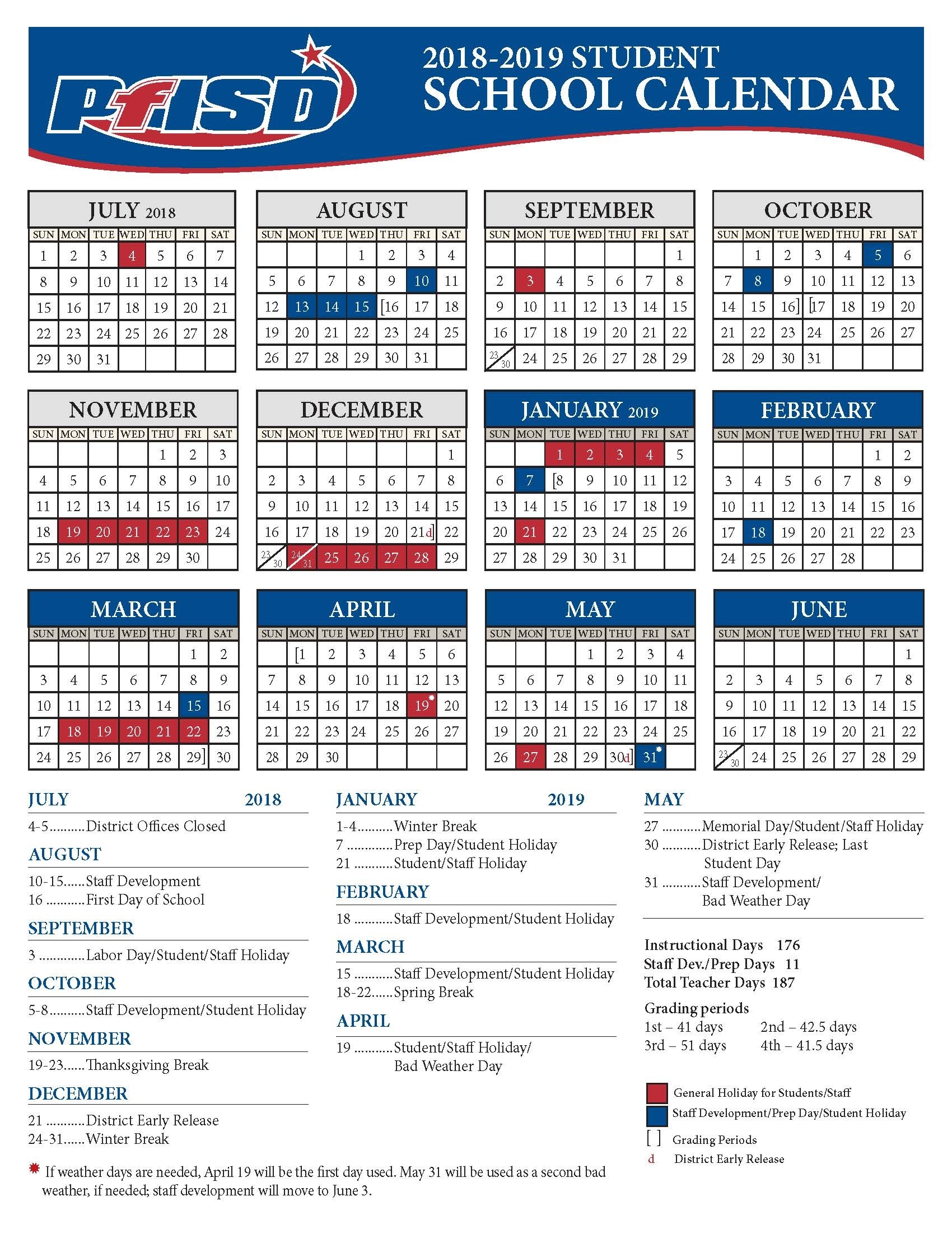 School Year Calendar / 2018-2019 District Calendar Impressive D.c. Public Schools Calendar