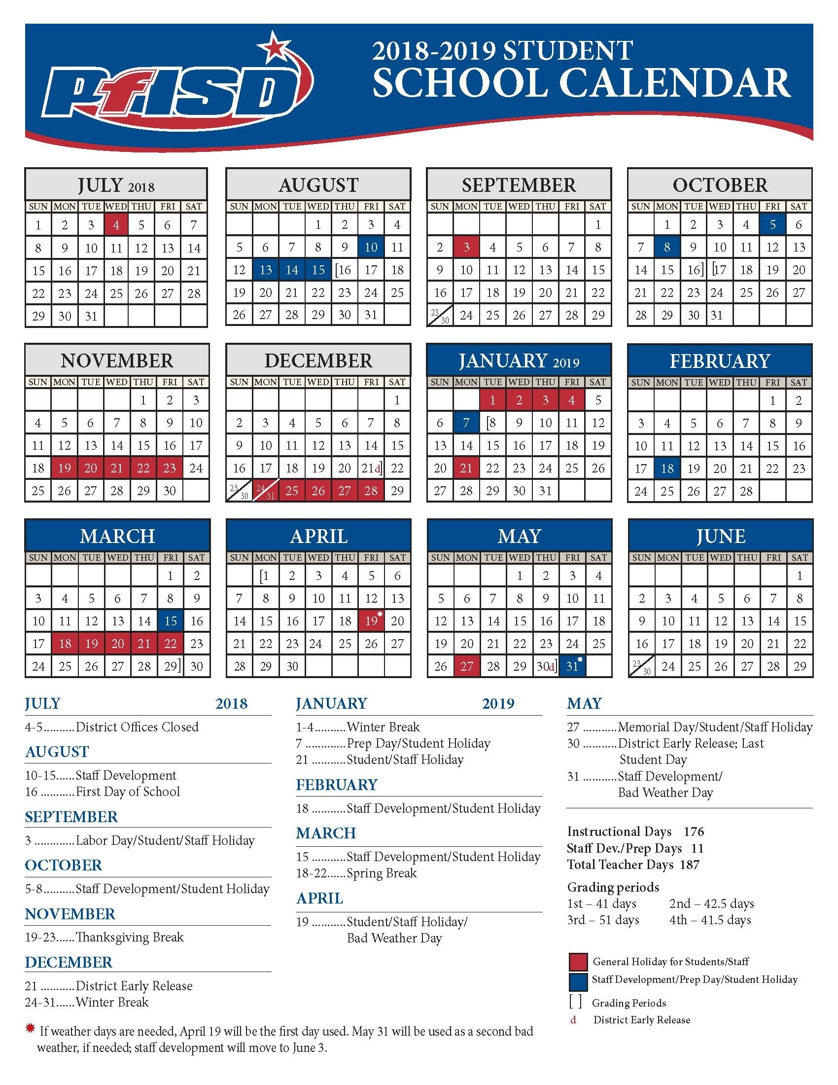 School Year Calendar / 2018-2019 District Calendar Impressive District 8 School Calendar