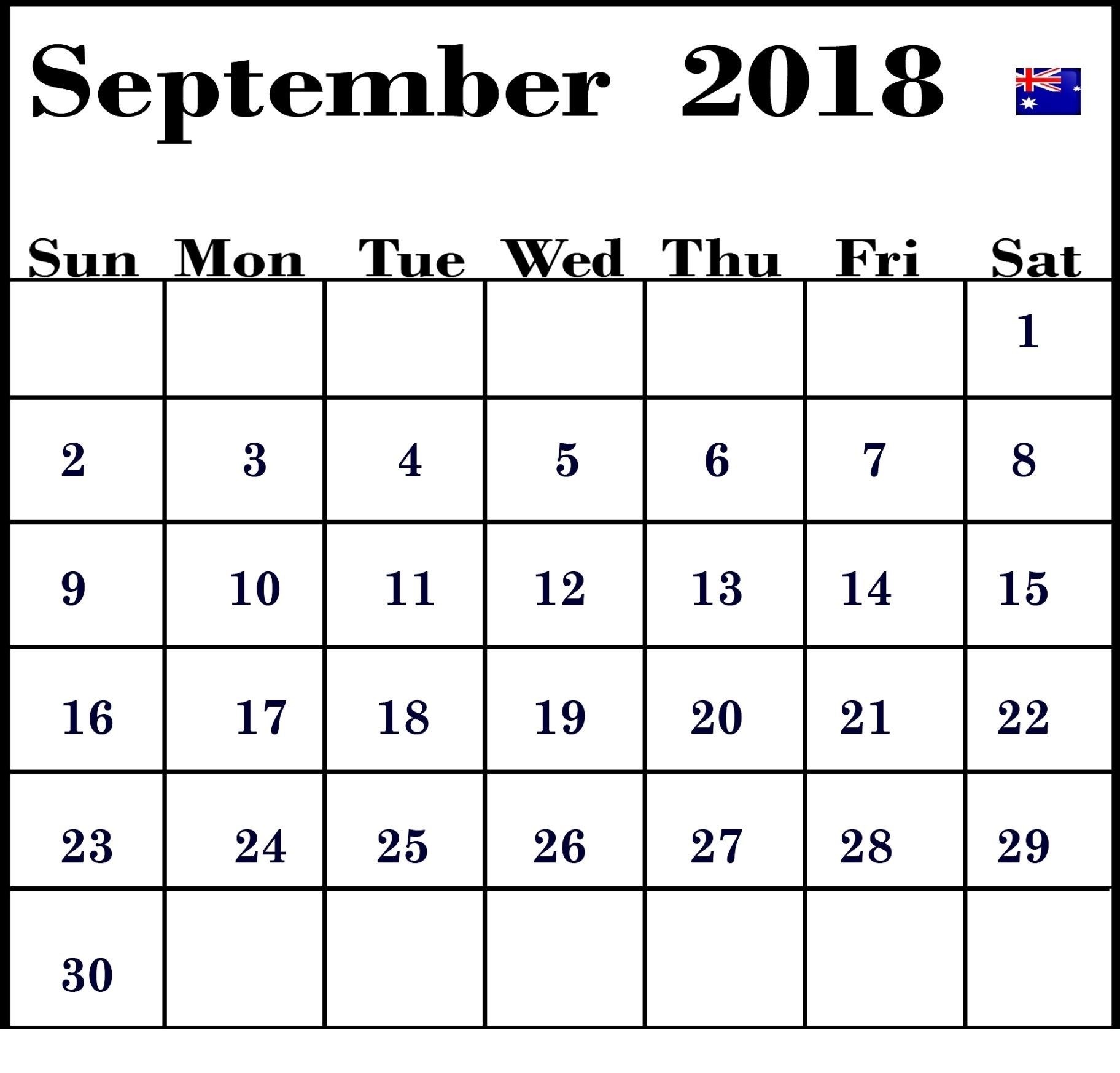 September 2018 Calendar Template Date Range – Printable Calendar Blank Calendar Date Range