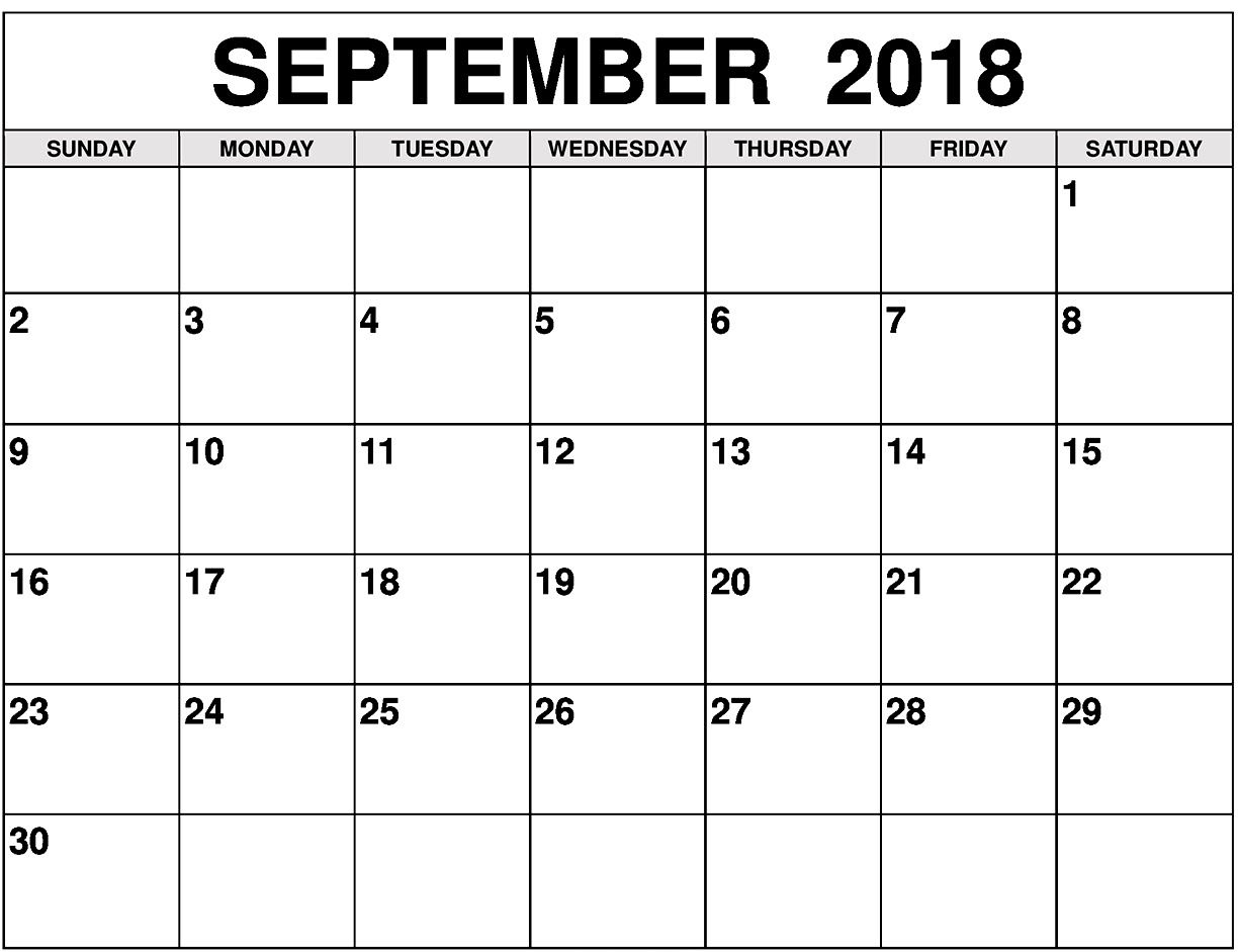 September Month Calendar 2018 Start With Monday Calendar Month Of September