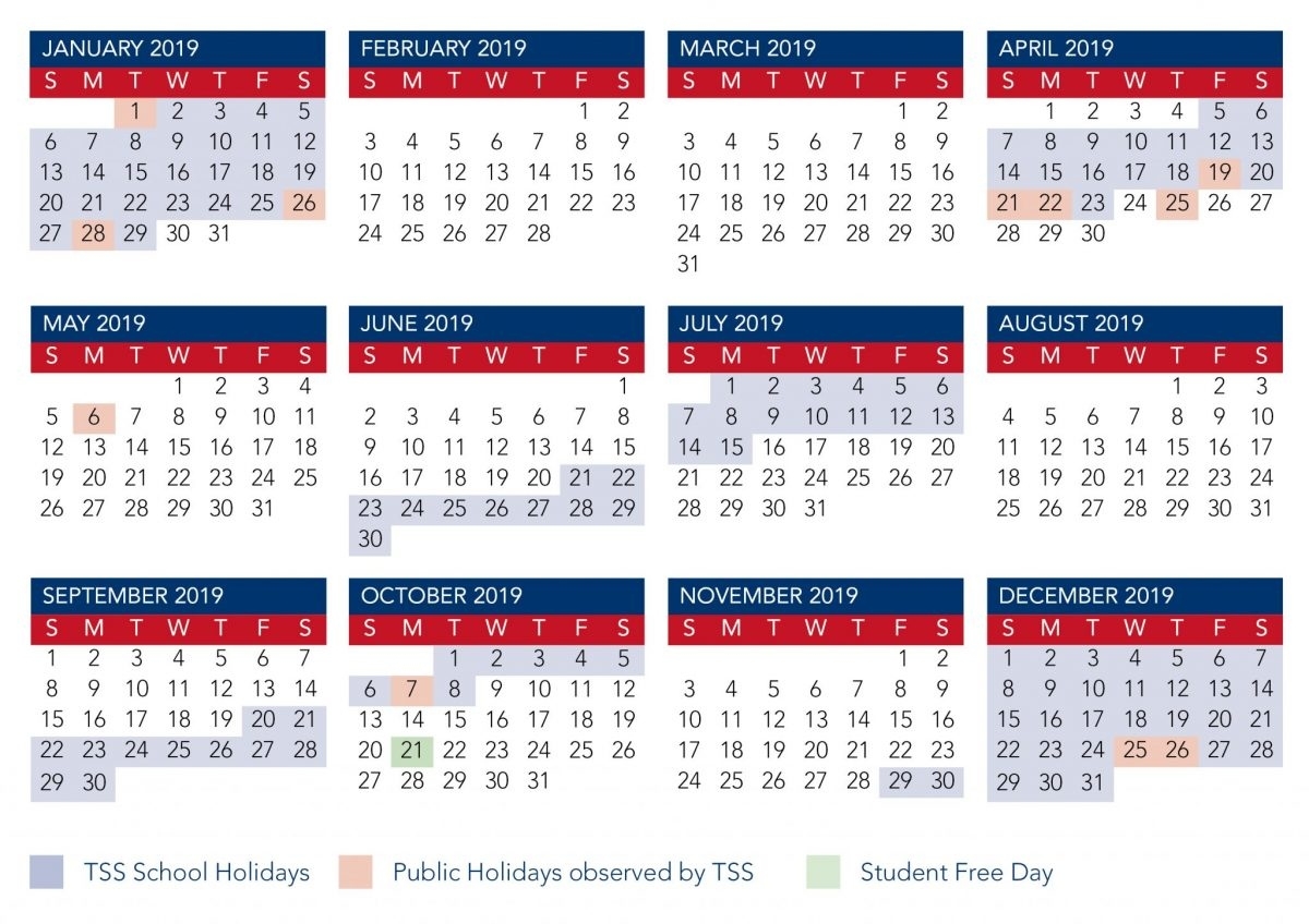 Term Calendar Dates | The Southport School Incredible Calendar 2019 Qld School