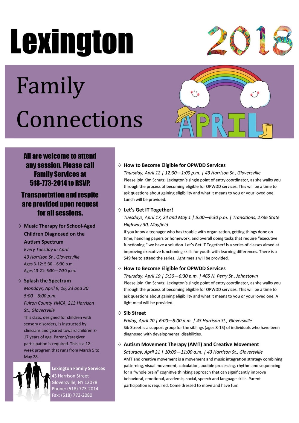 The April Family Connections Calendar Is Here! — Lexington, A Lexington 5 School Calendar