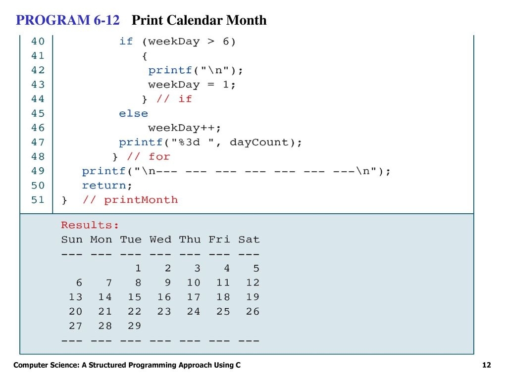 Topics Discussed In This Section: - Ppt Download C Program To Print Calendar Month