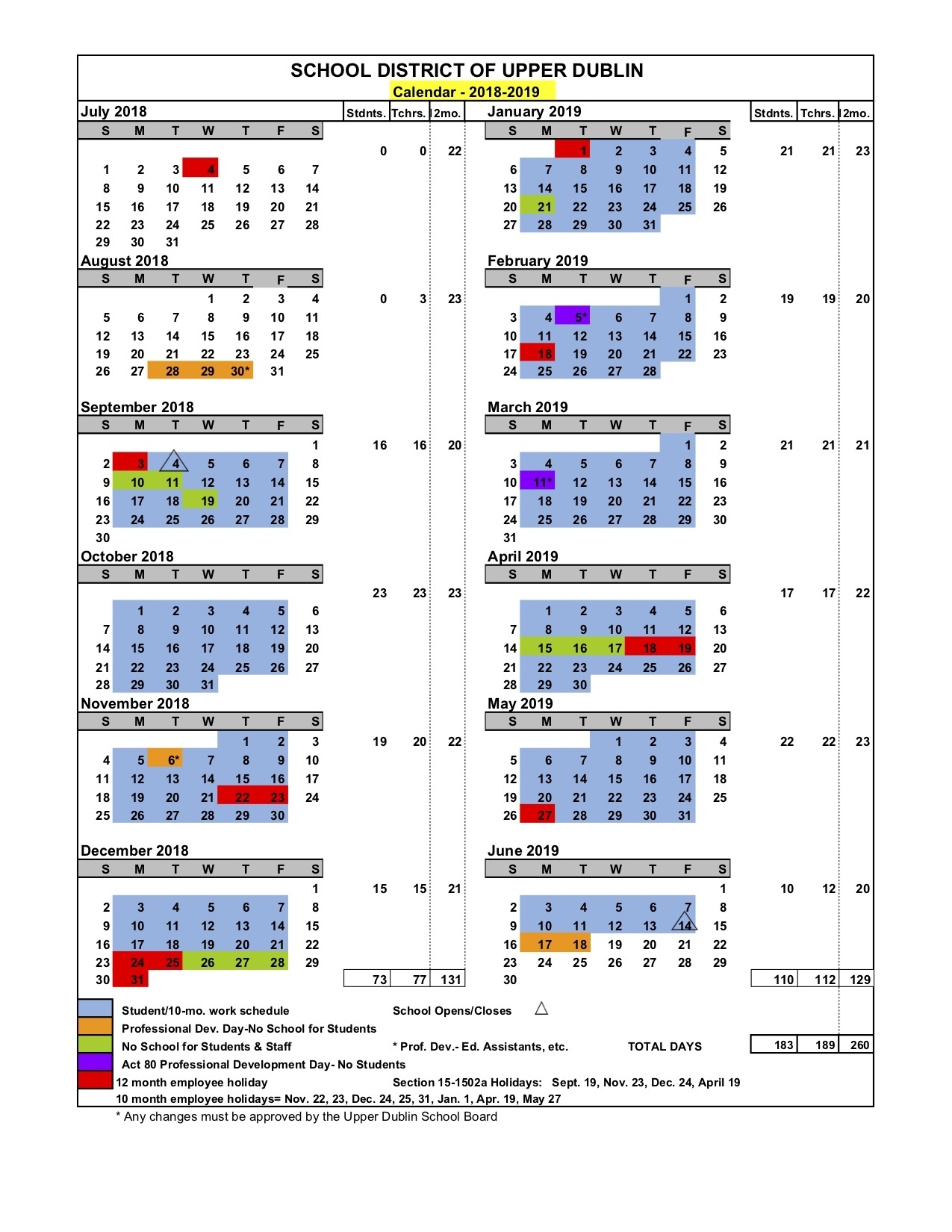 Upper Dublin School District | District Calendar Remarkable School Calendar District 67