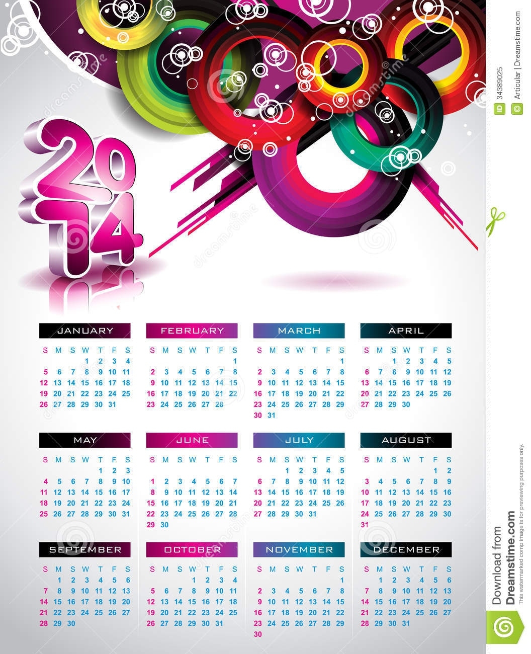 Vector Calendar 2014 Illustration. Stock Vector - Illustration Of Monthly Calendar Vector Free Download