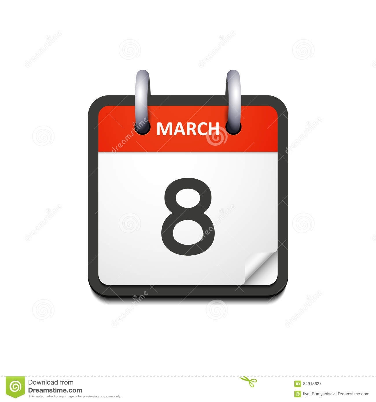 Vector Calendar Icon With 8 March Date Stock Vector - Illustration Calendar Date Icon Vector