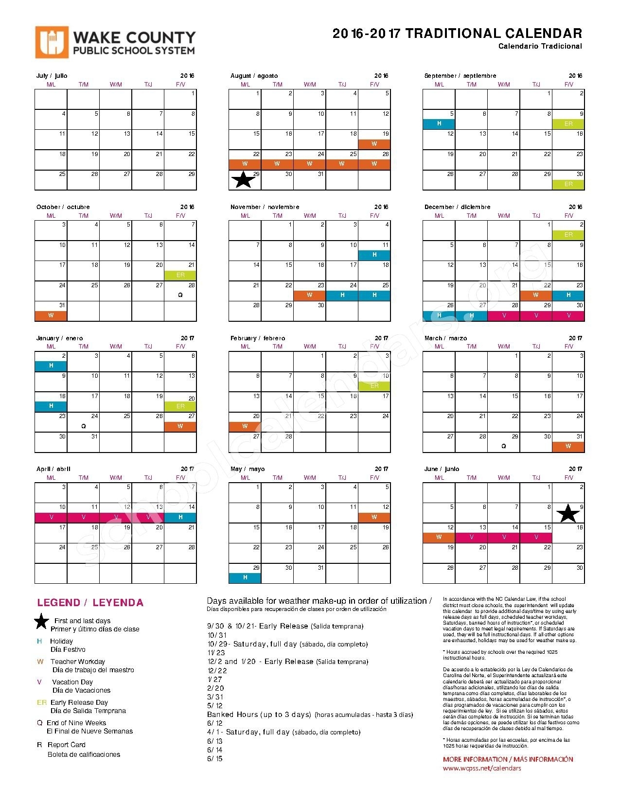 Wake County Public Schools Employee Calendar | Galokombi Perky School Calendar Wake County